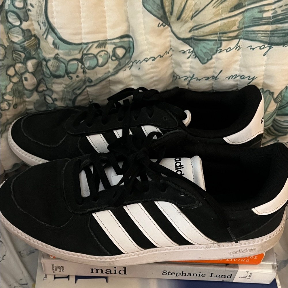 adidas Men's Black Sneakers with White Stripes